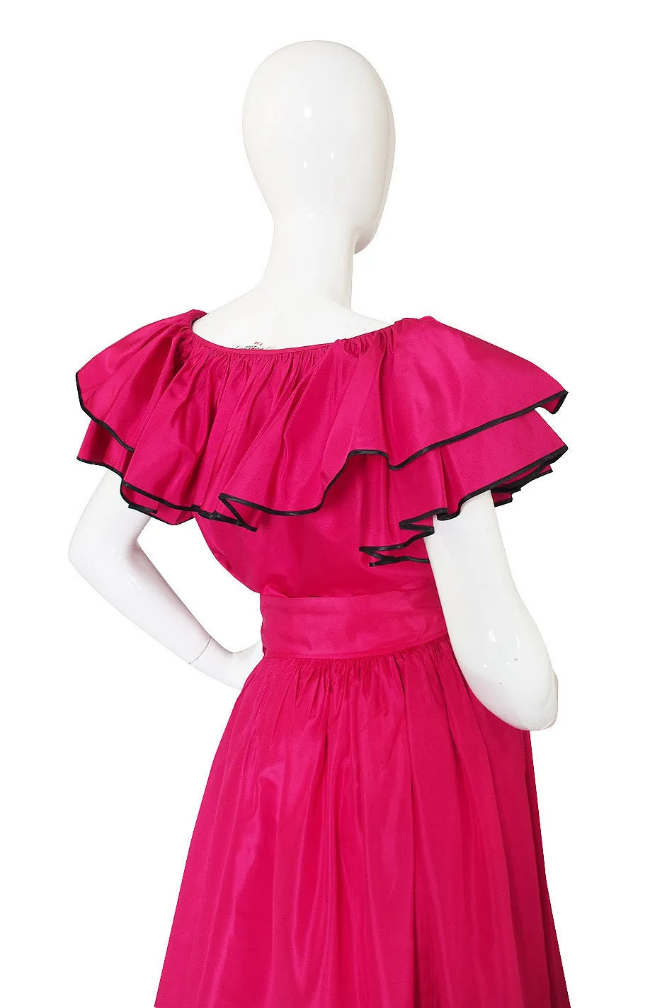 1973 Yves Saint Laurent Pink Silk Ruffle Set