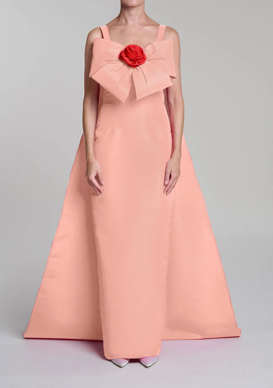 Harper Silk Faille Column Gown with Detachable Cape