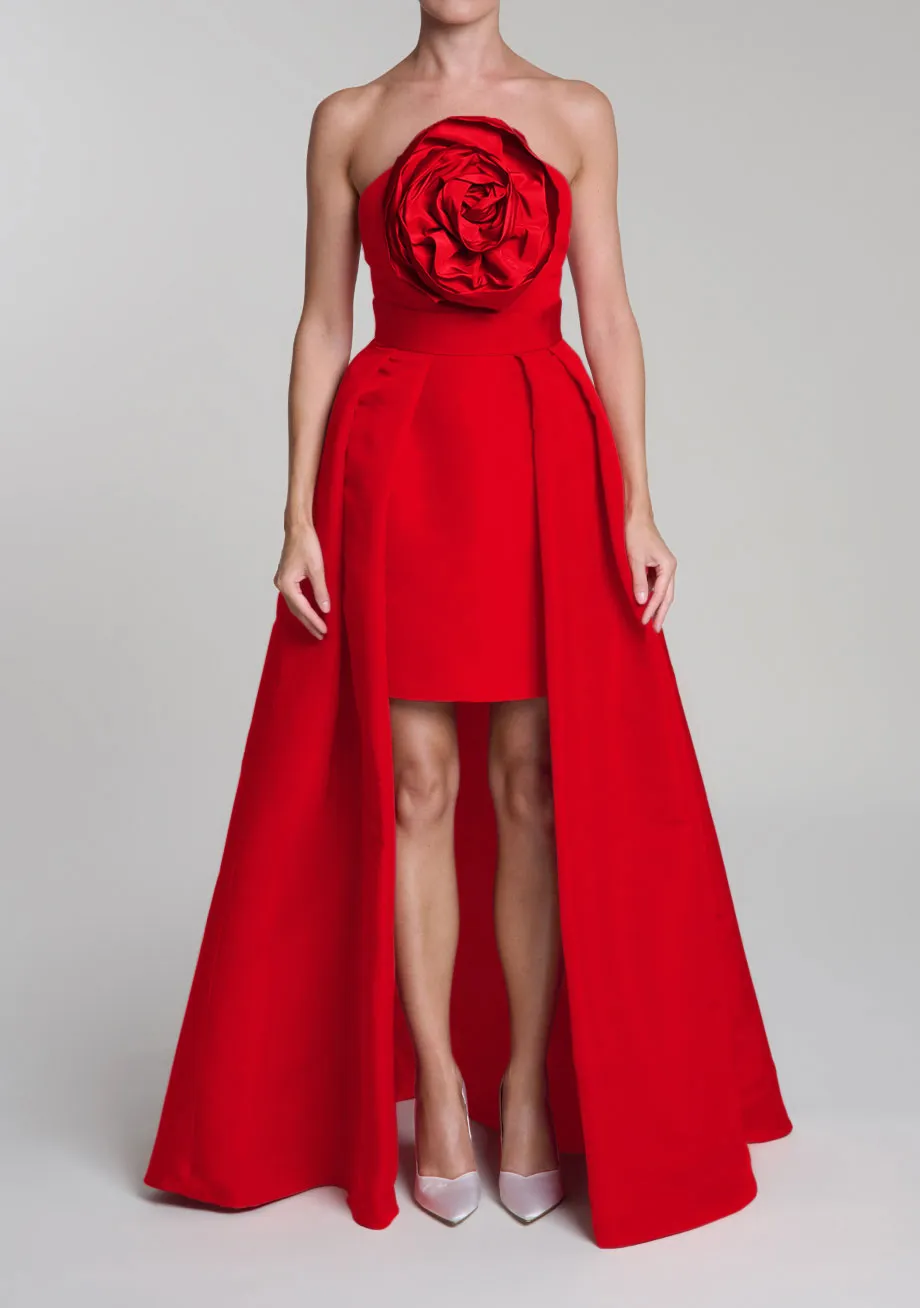 Ivette Silk Faille Mini Dress with Convertible Skirt
