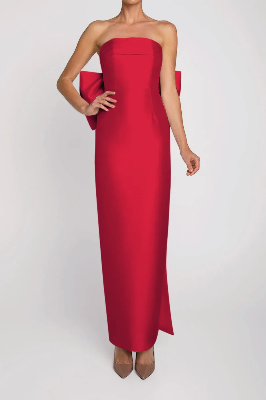 Magnolia Silk and Wool Column Gown