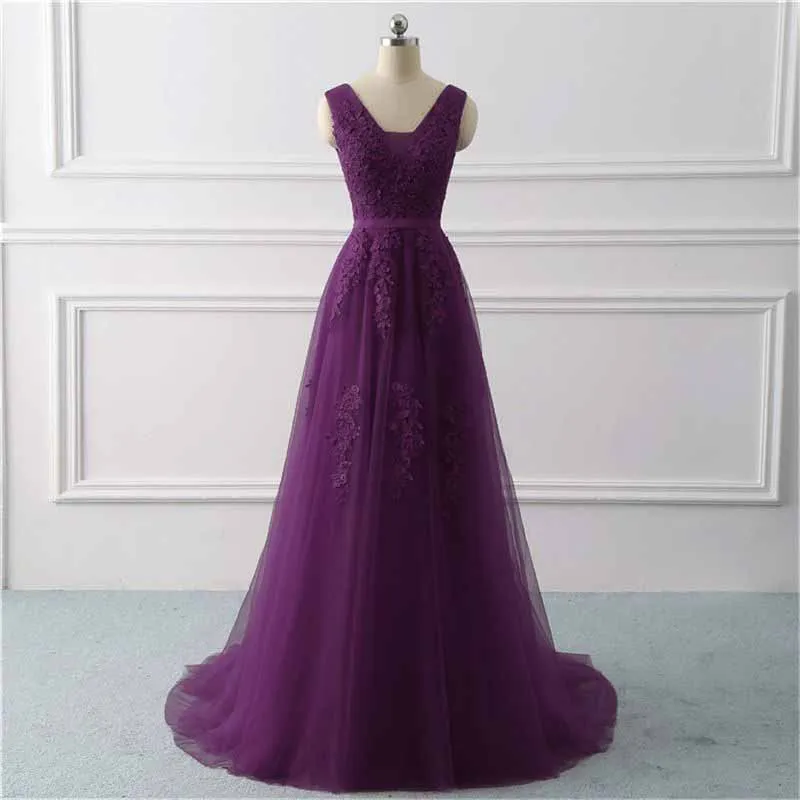 Women's Wedding Dress Bride Lace Applique Evening Dress V Neck Ball Gowns